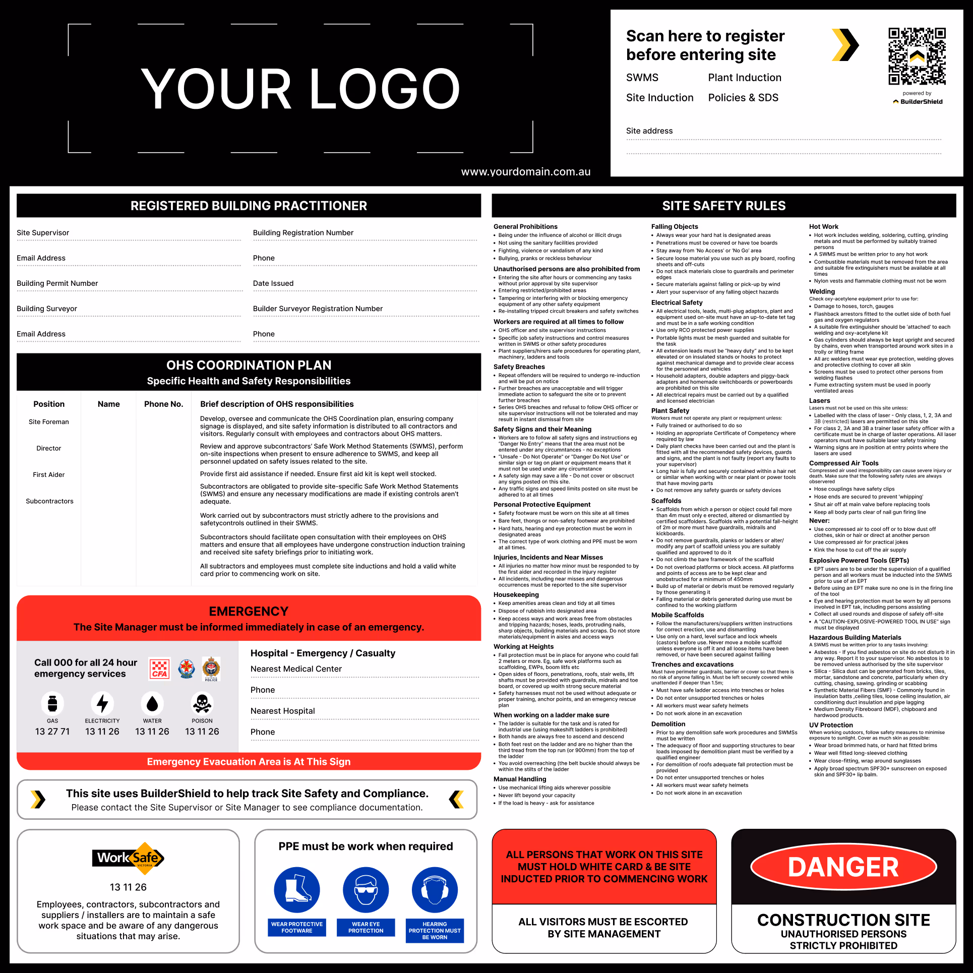 BuilderShield branded pro OHS site sign
